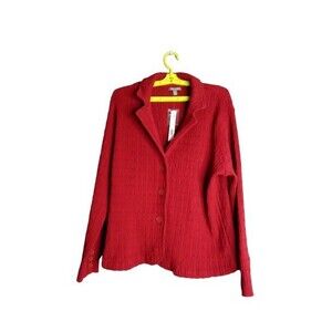 Apt 9 Cardigan Sweater Cable Knit Ship Red Notch Collar Button Front Size 1X New